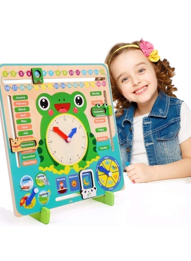 Twisoo Montessori Wooden Calendar Clock Board for .Kids – Multi-Functional Cognitive Learning Toy with Time, Date, Weather, Seasons & Months for Early Education and Brain Development (Boys & Girls) - Image 1